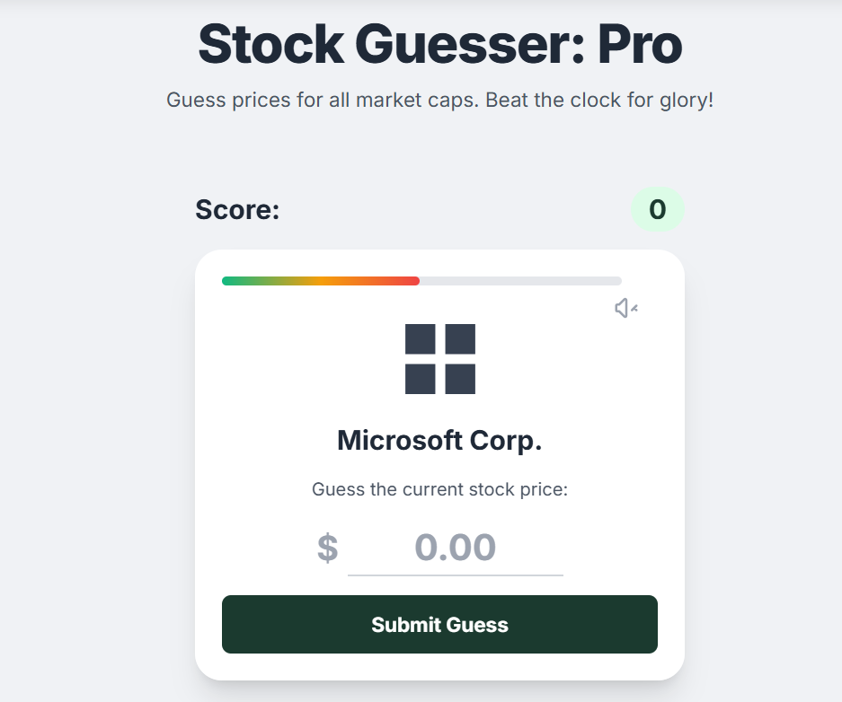 Stock Guesser Game